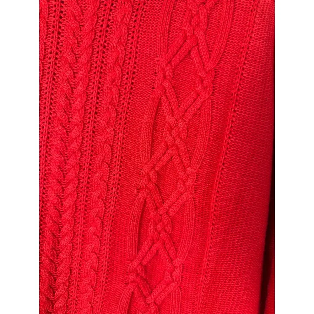 NEW J.Crew Red Cable Knit Turtleneck Sweater Dress Size Large Wool Blend Holiday